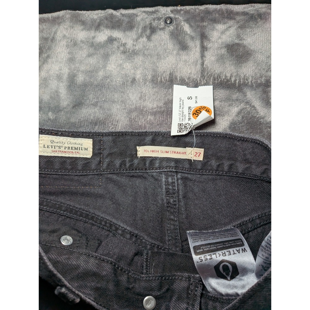 Levis 70s High Slim Straight Denim Jeans Womens Size 27 Black High Rise Cotton - Picture 2 of 8